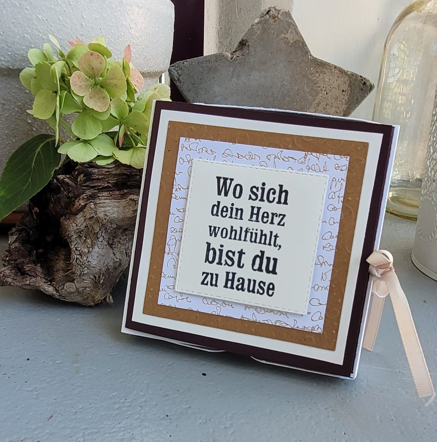 Kartenbox mit Teelichtbotschaft Herz zu Hause