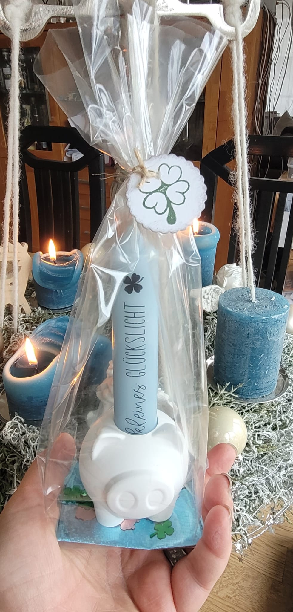 Kerzenhalter-Schwein zum Neujahr (verschiedene Varianten)