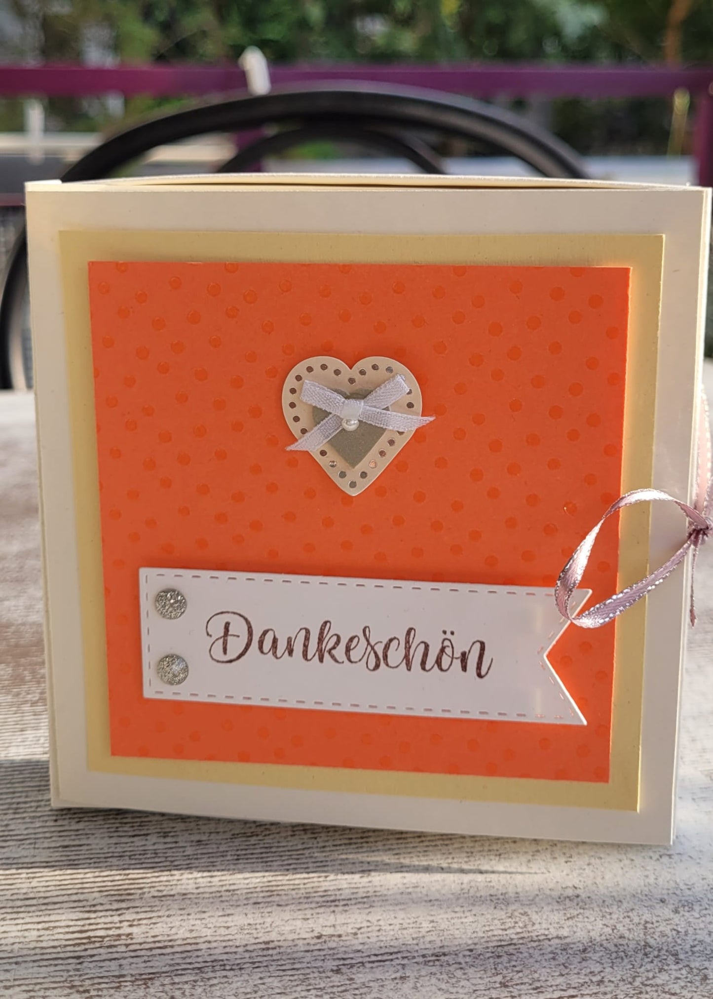 Kartenbox mit Teelichtbotschaft Dankeschön