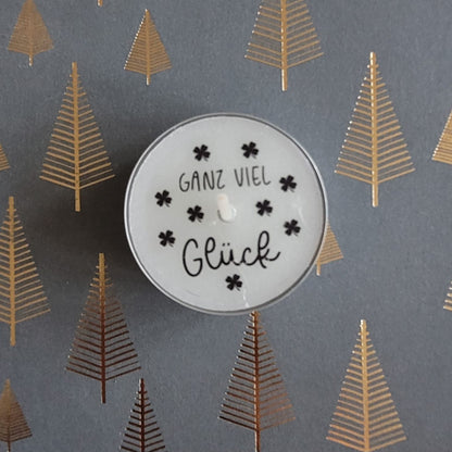 Glücks-Text-Teelichter (verschiedene Varinaten)