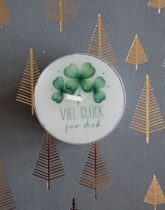 Glücks-Text-Teelichter (verschiedene Varinaten)