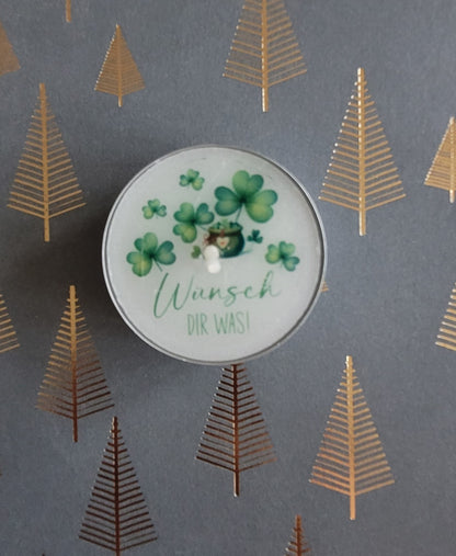 Glücks-Text-Teelichter (verschiedene Varinaten)