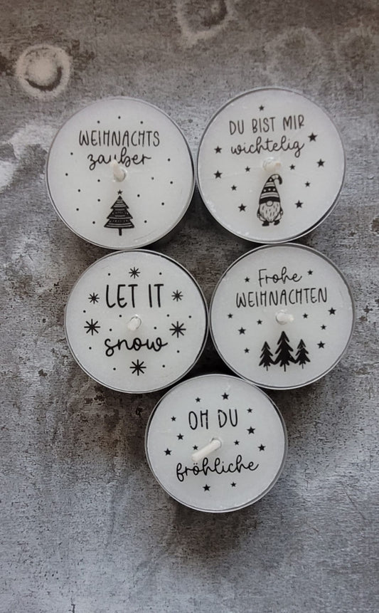 Weihnachts-Text Teelichter (verschiedene Varianten)