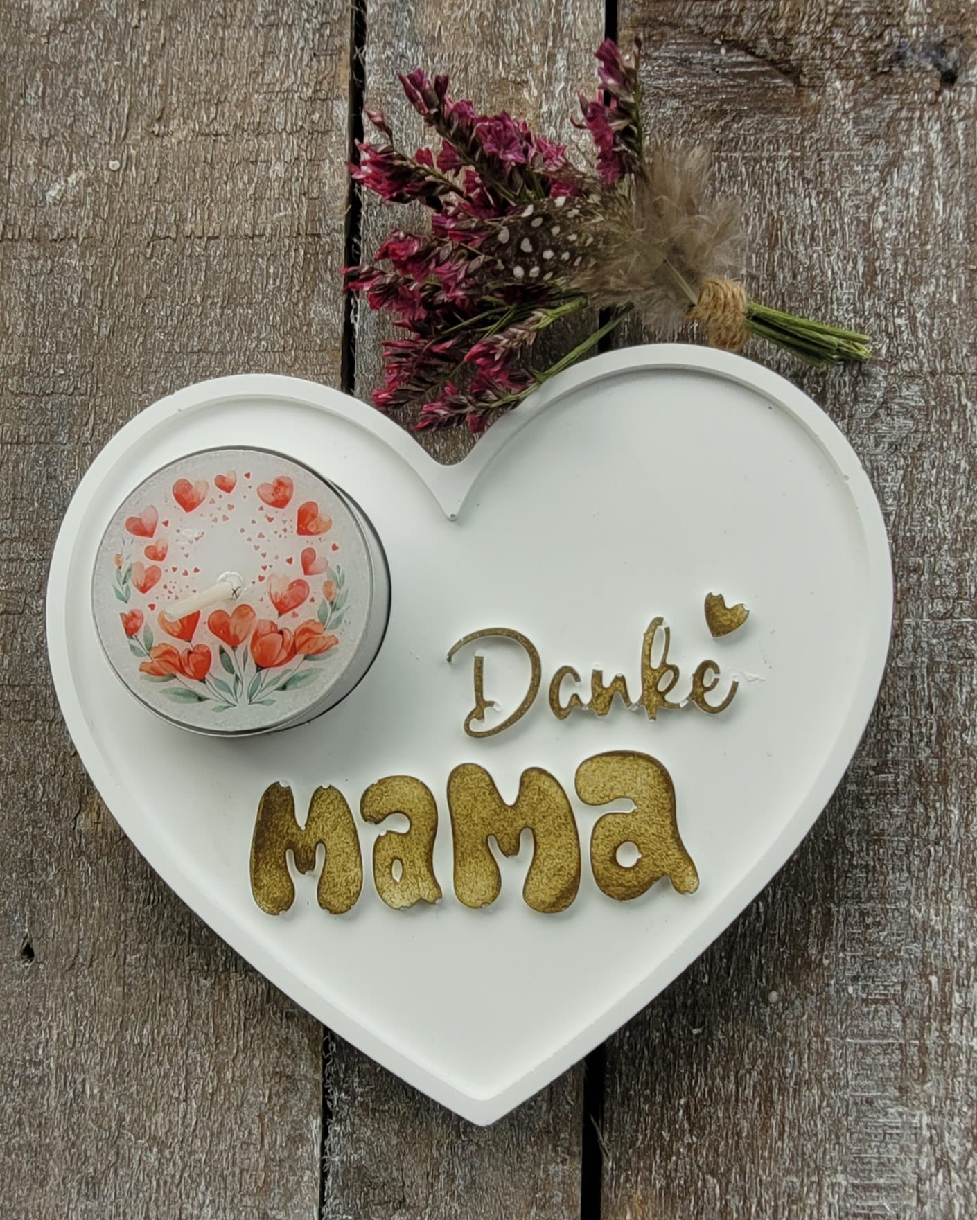 Herz Teelichthalter Danke Mama (verschiedene Varianten)