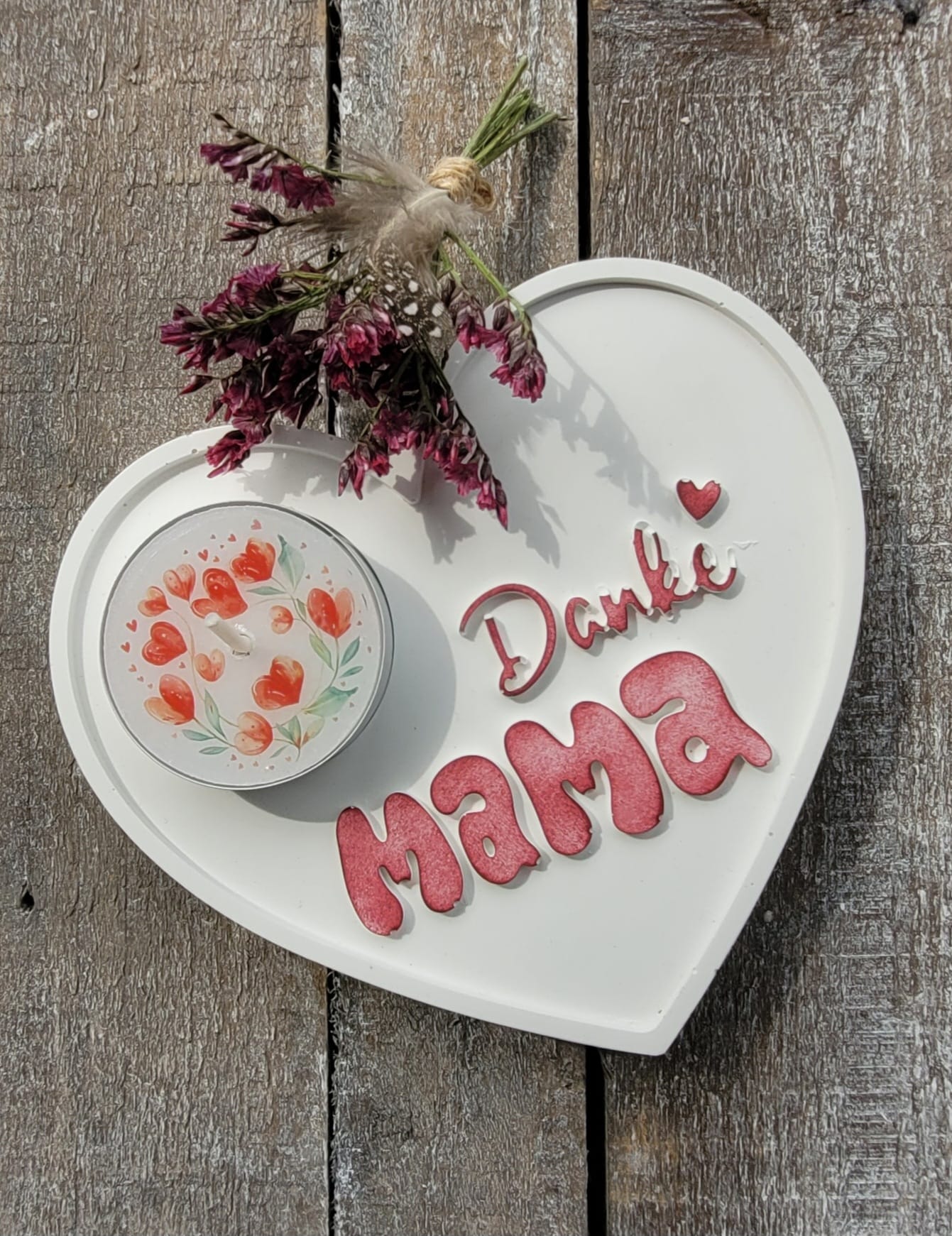 Herz Teelichthalter Danke Mama (verschiedene Varianten)