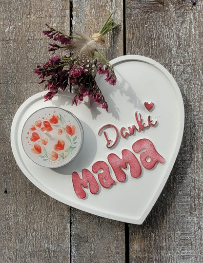 Herz Teelichthalter Danke Mama (verschiedene Varianten)