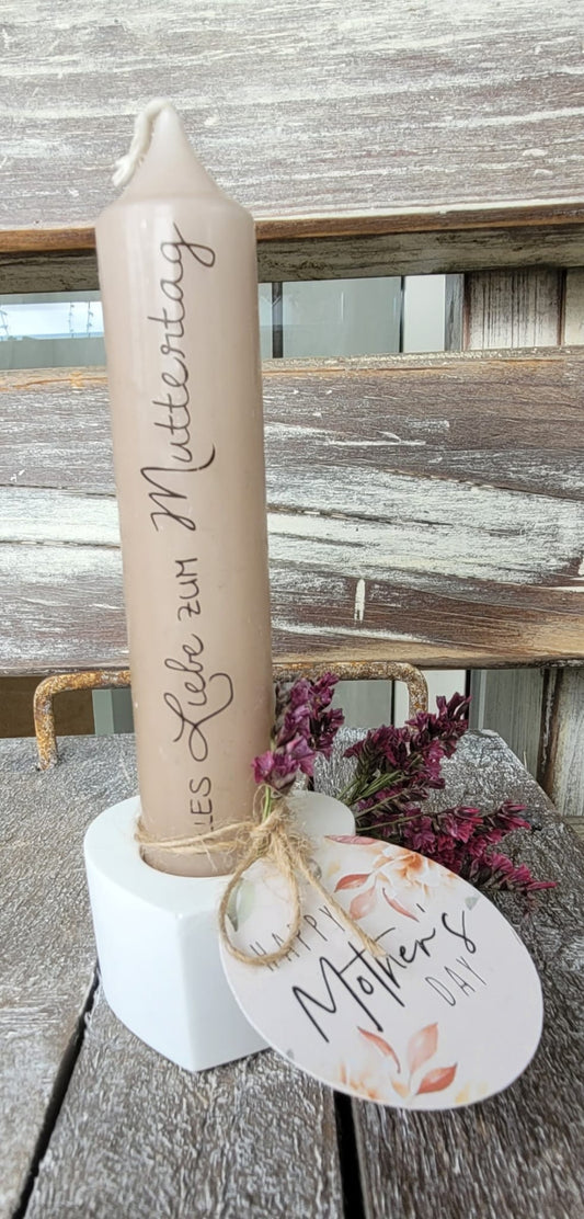 Kleiner Herz-Kerzenhalter mit Kerze