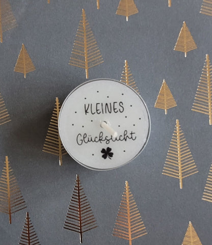 Glücks-Text-Teelichter (verschiedene Varinaten)